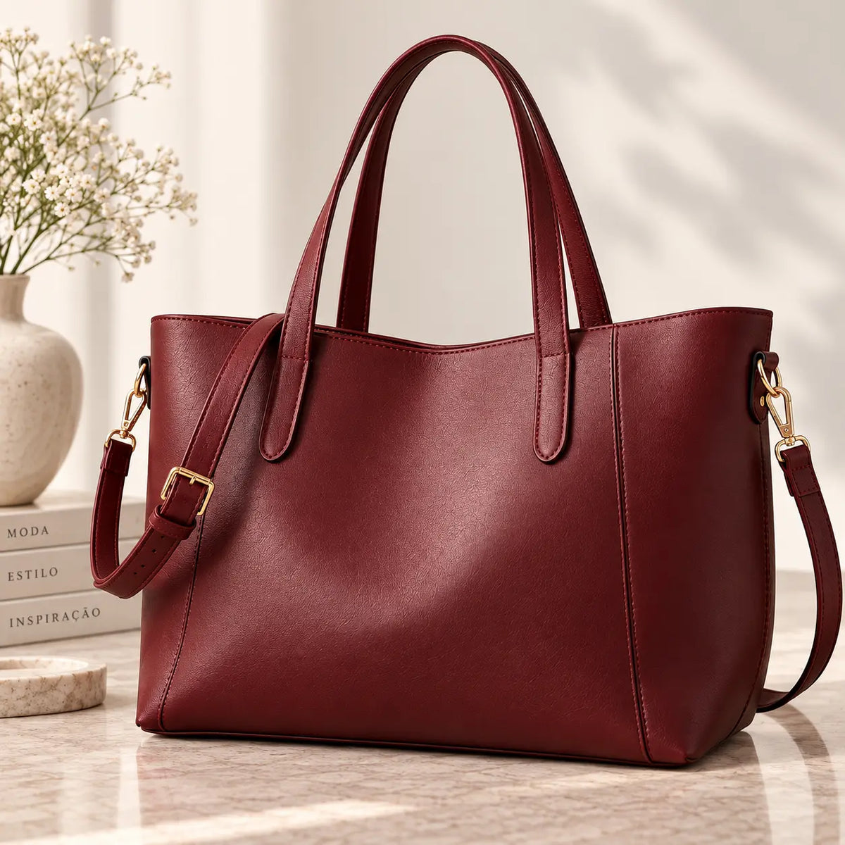Mala de Ombro Elegante em Pele com Charme Retro