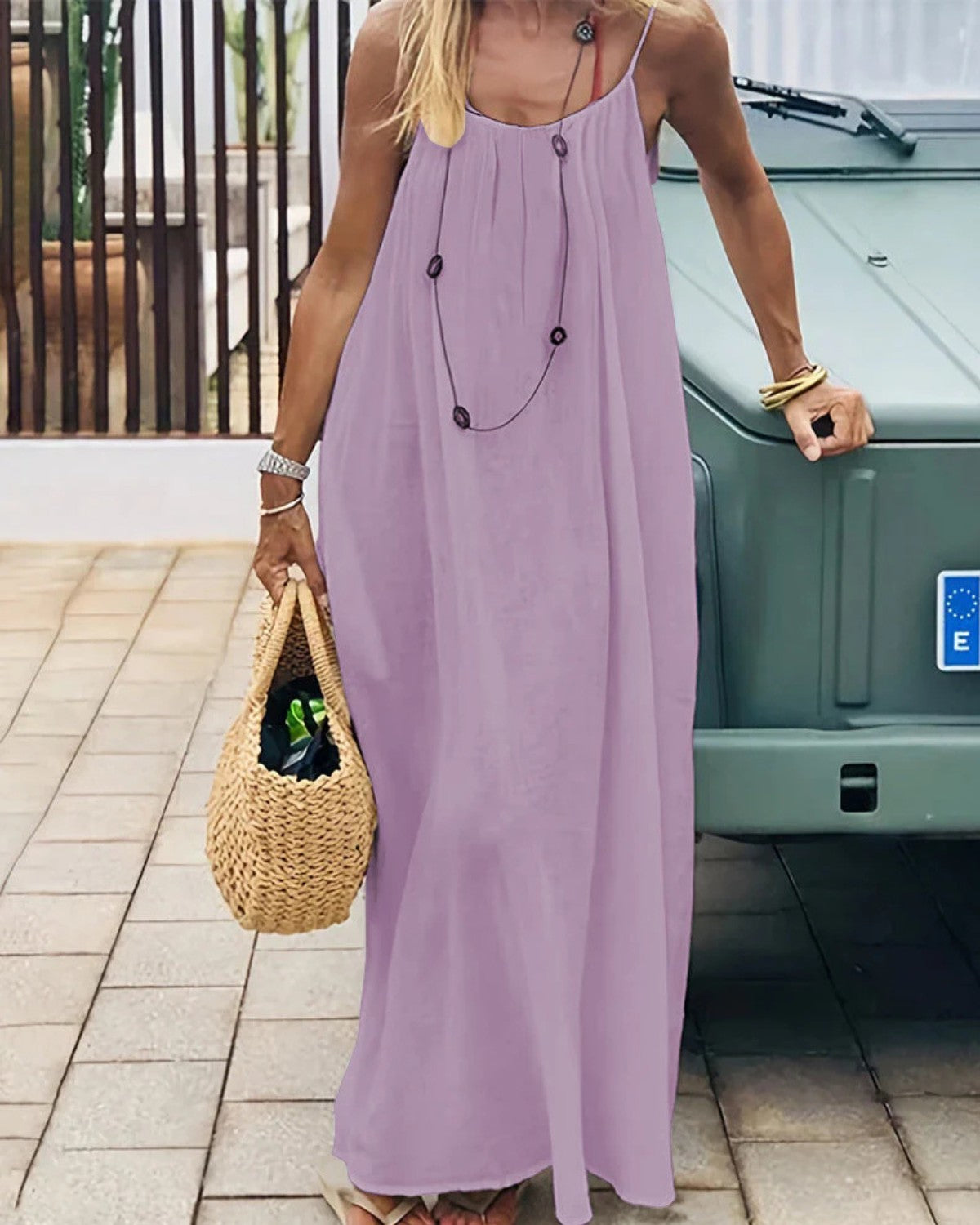 Vestido Feminino de Algodão com Costas Abertas Ajustáveis