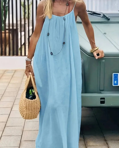 Vestido Feminino de Algodão com Costas Abertas Ajustáveis