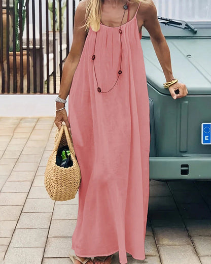 Vestido Feminino de Algodão com Costas Abertas Ajustáveis