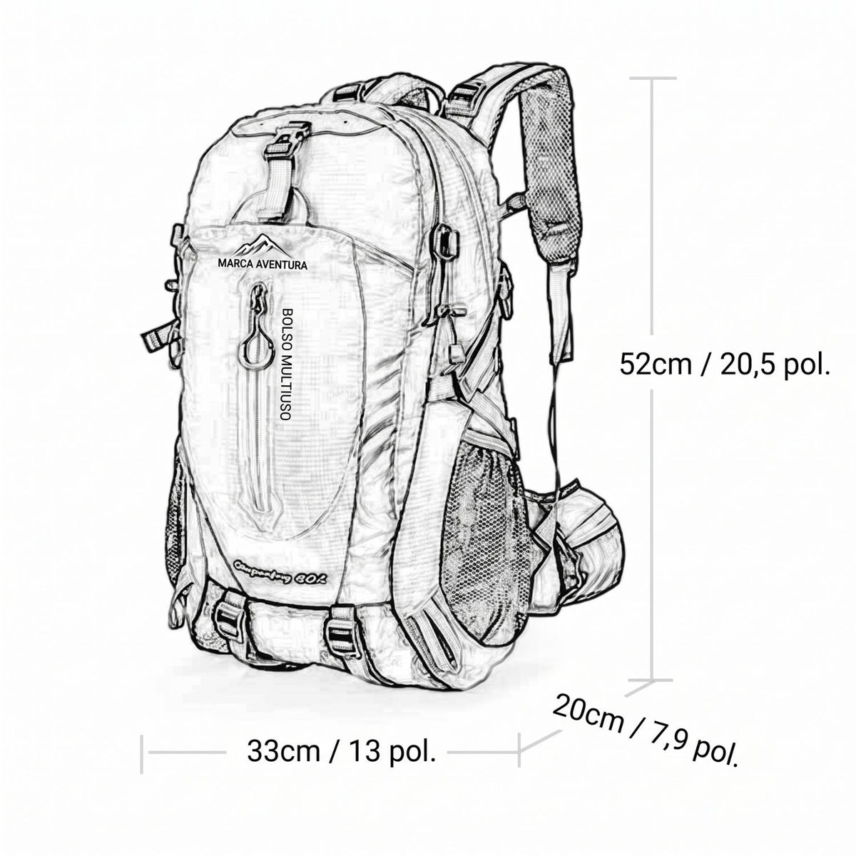 Mochila de Caminhada Impermeável de 40L
