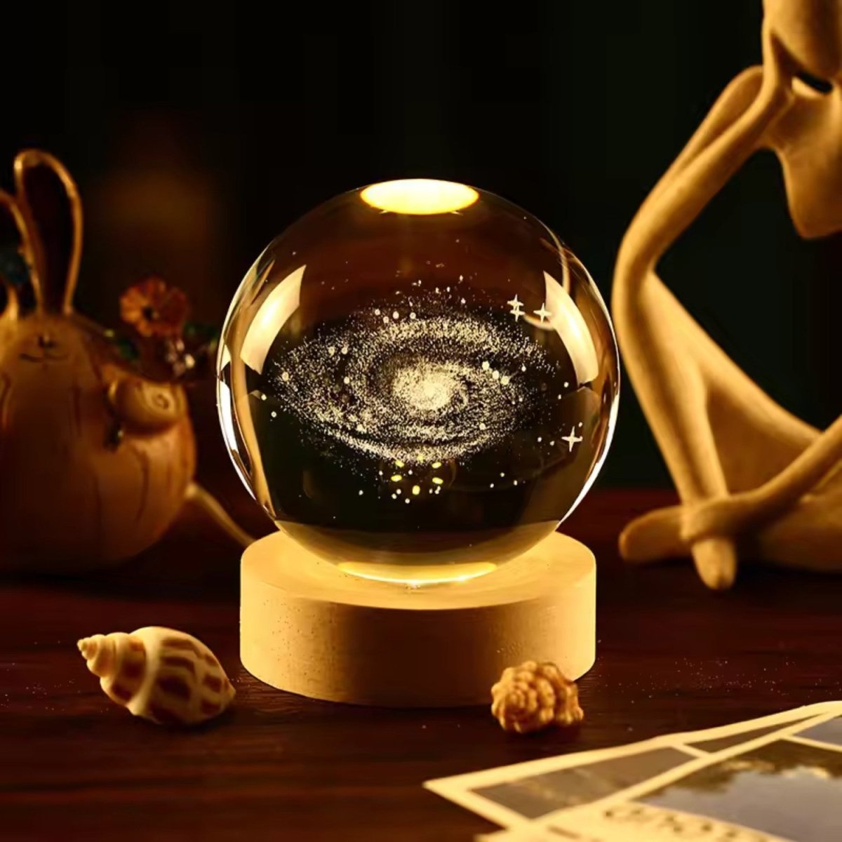 Candeeiro de Noite Cristal Universo 3D - Candeeiro de Cabeceira - Vessa