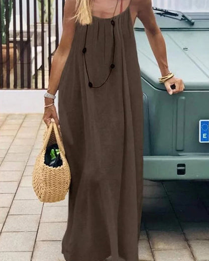 Vestido Feminino de Algodão com Costas Abertas Ajustáveis
