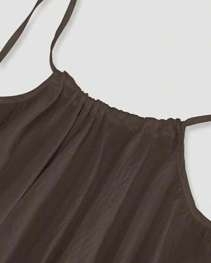 Vestido Feminino de Algodão com Costas Abertas Ajustáveis