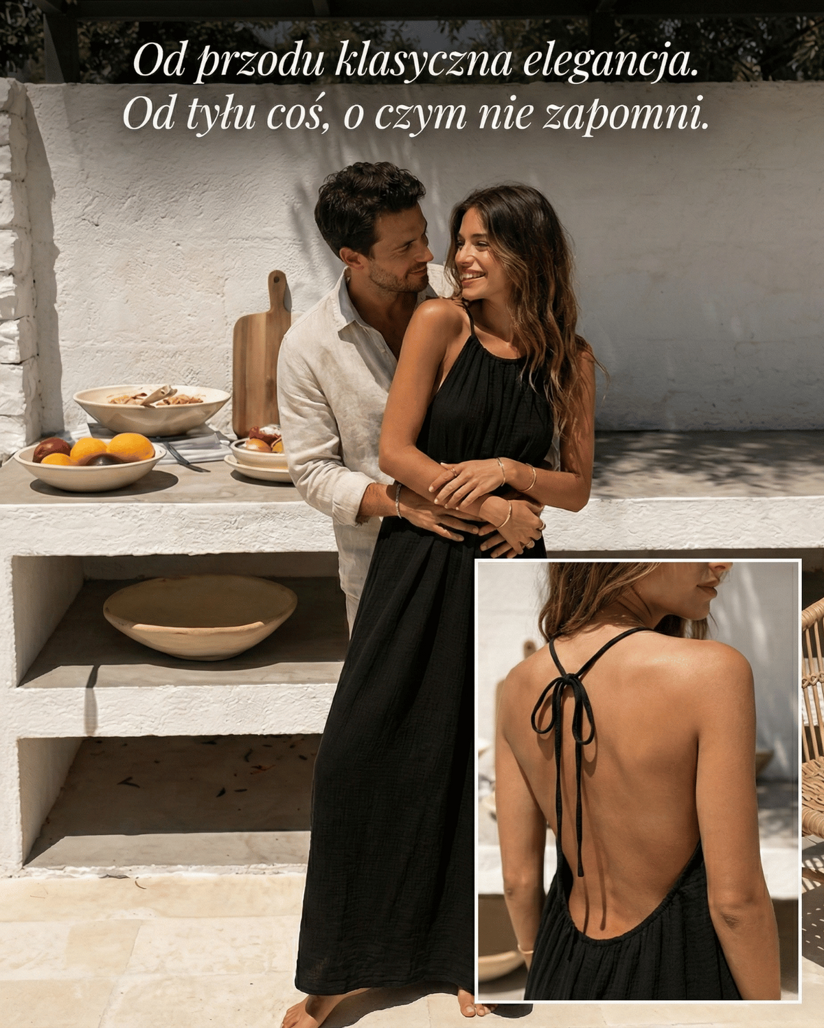 Vestido Feminino de Algodão com Costas Abertas Ajustáveis