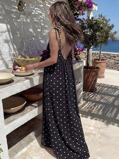 Vestido Feminino de Algodão com Costas Abertas Ajustáveis