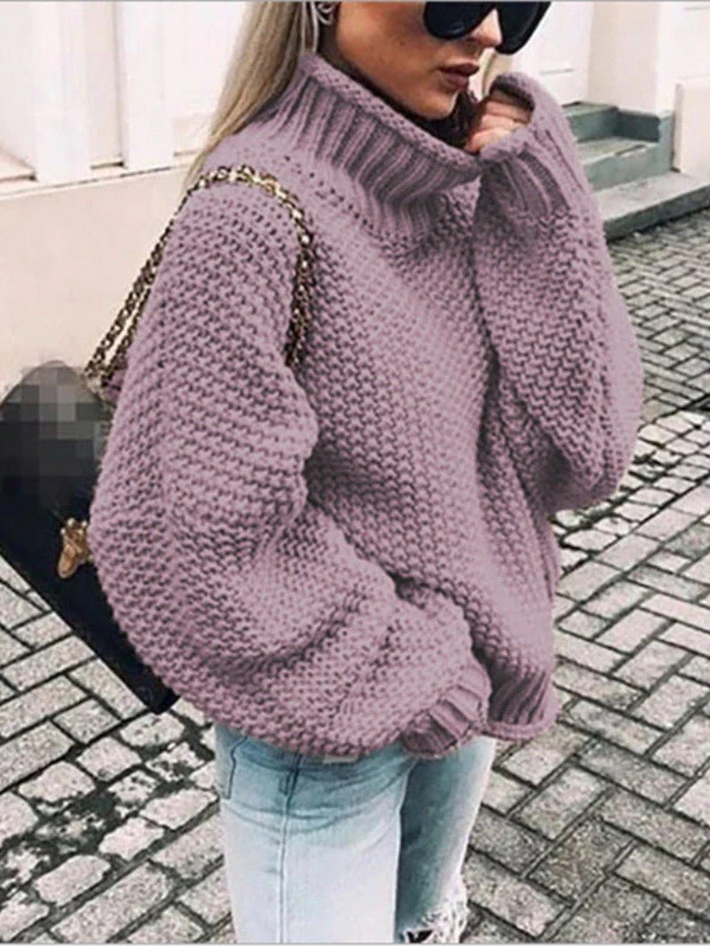 Camisola de Gola Alta em Malha Grossa - Camisola de Mulher - Vessa