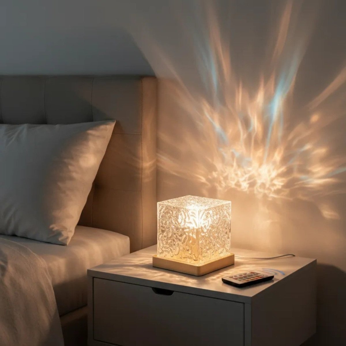Candeeiro LED Cubo de Cristal - Candeeiro de Mesa - Vessa