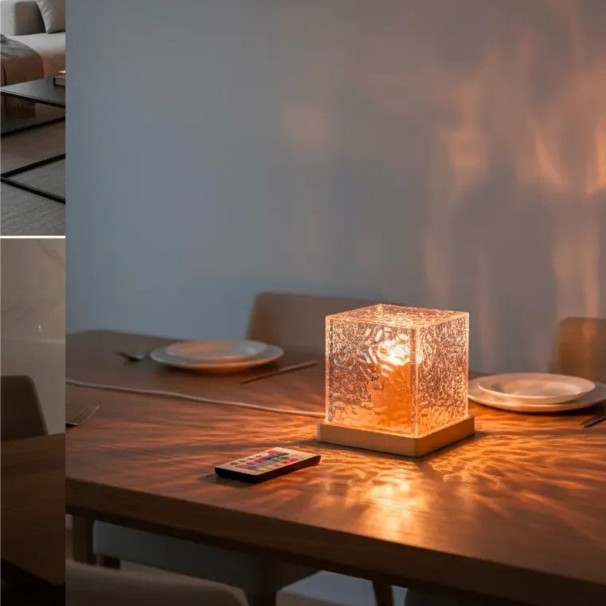 Candeeiro LED Cubo de Cristal - Candeeiro de Mesa - Vessa