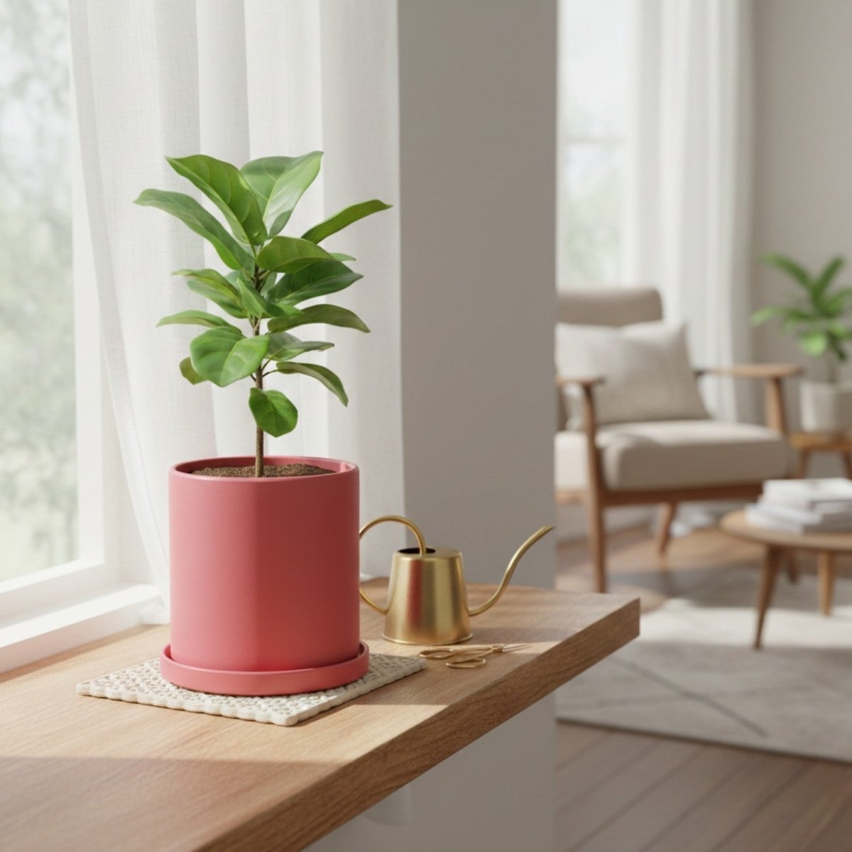 Vaso em Cerâmica Elegante com Pires - Vaso de Flores - Vessa
