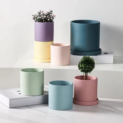 Vaso em Cerâmica Elegante com Pires - Vaso de Flores - Vessa