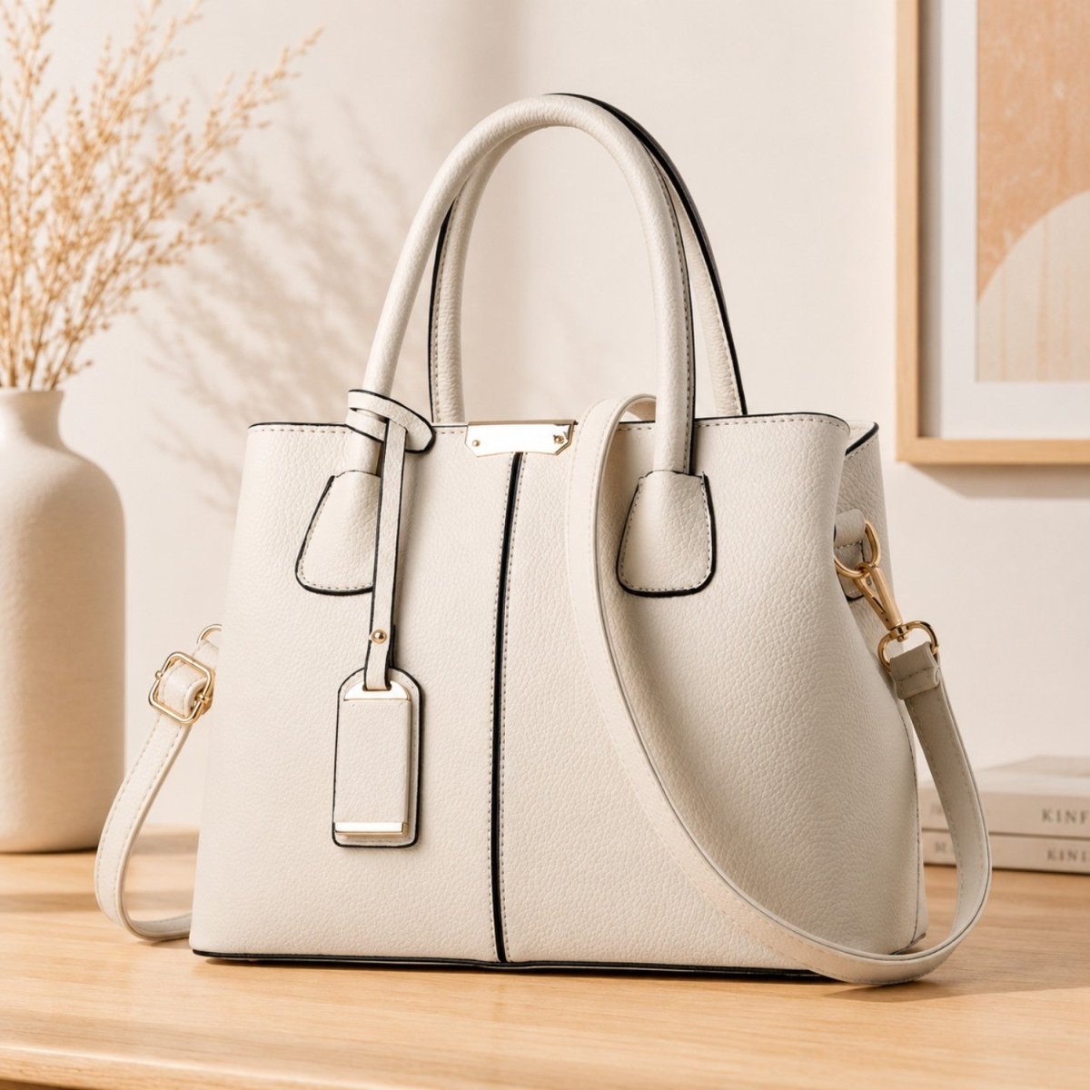 Mala Tote Elegante de Grande Capacidade - Mala de Mão em Pele - Vessa
