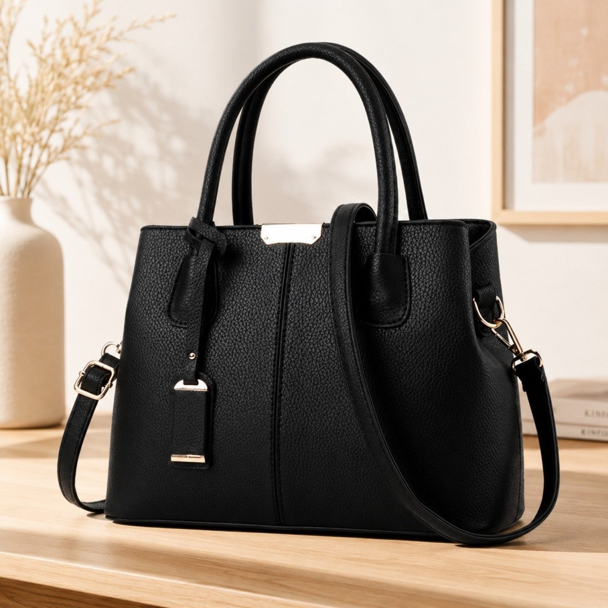 Mala Tote Elegante de Grande Capacidade - Mala de Mão em Pele - Vessa