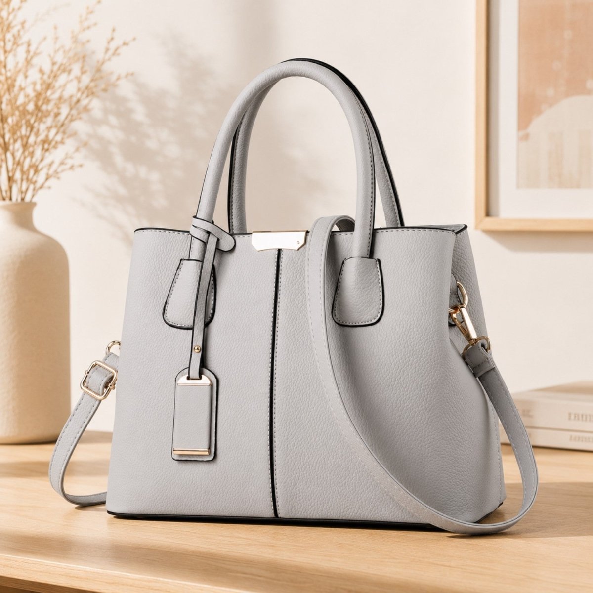 Mala Tote Elegante de Grande Capacidade - Mala de Mão em Pele - Vessa