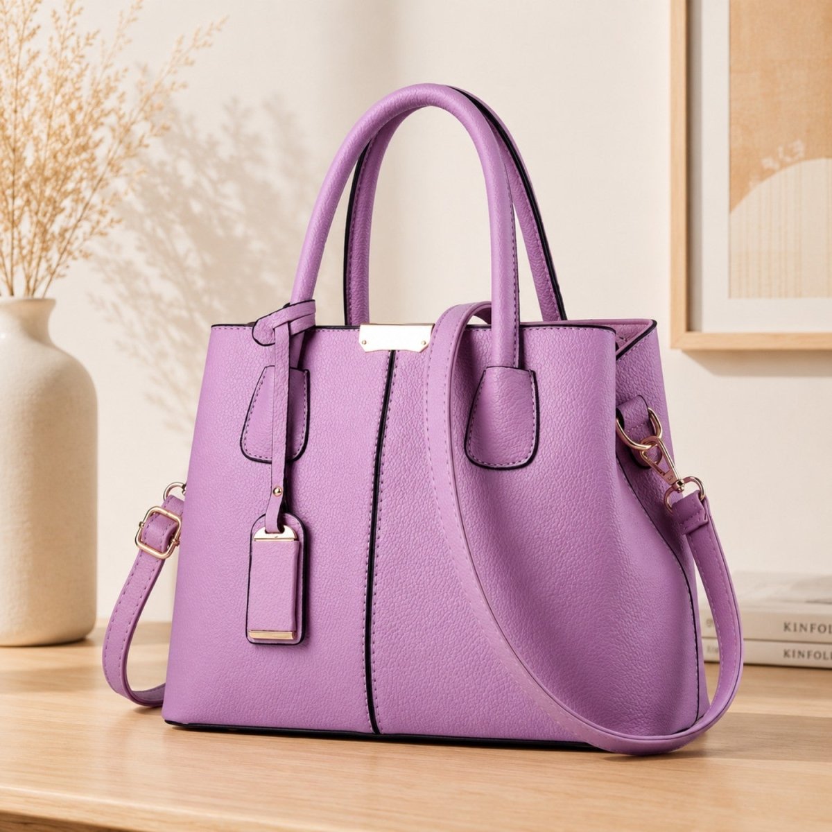 Mala Tote Elegante de Grande Capacidade - Mala de Mão em Pele - Vessa