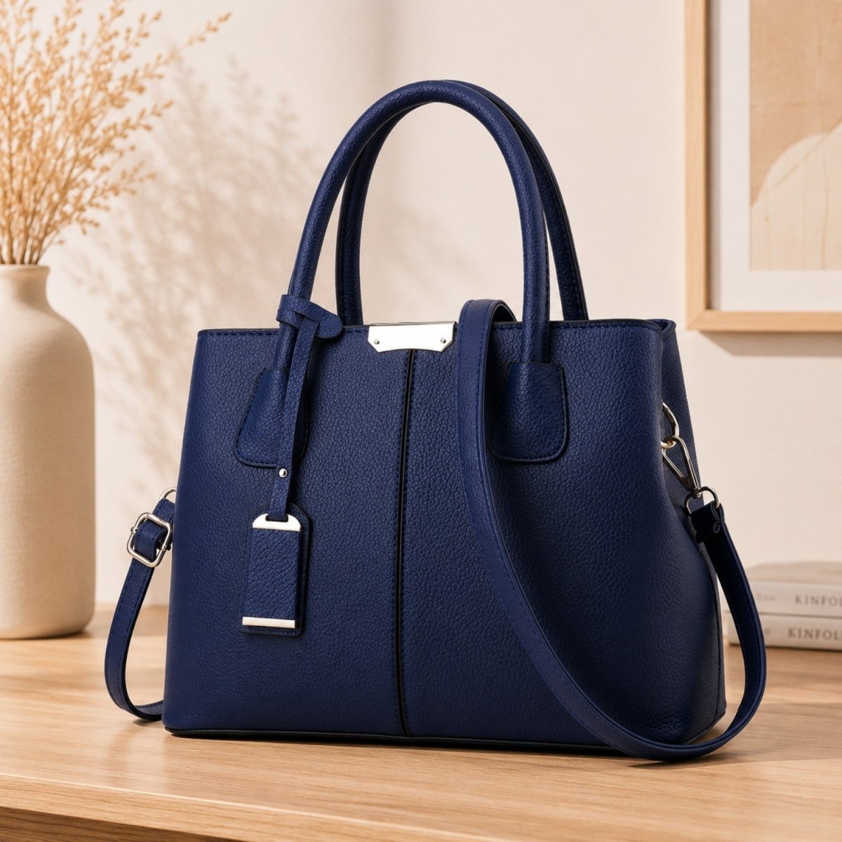 Mala Tote Elegante de Grande Capacidade - Mala de Mão em Pele - Vessa