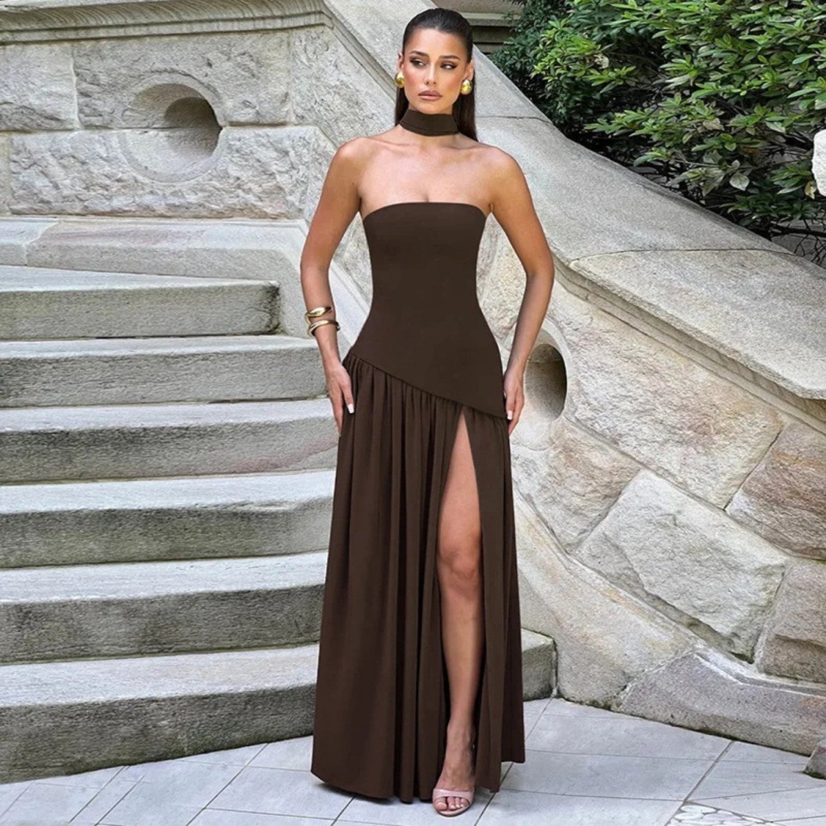 Vestido Maxi com Corpete Justo - Vestido Maxi - Vessa