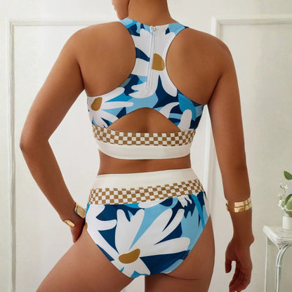 Conjunto de Bikini Floral com Costas de Nadador - Conjunto de Bikini - Vessa