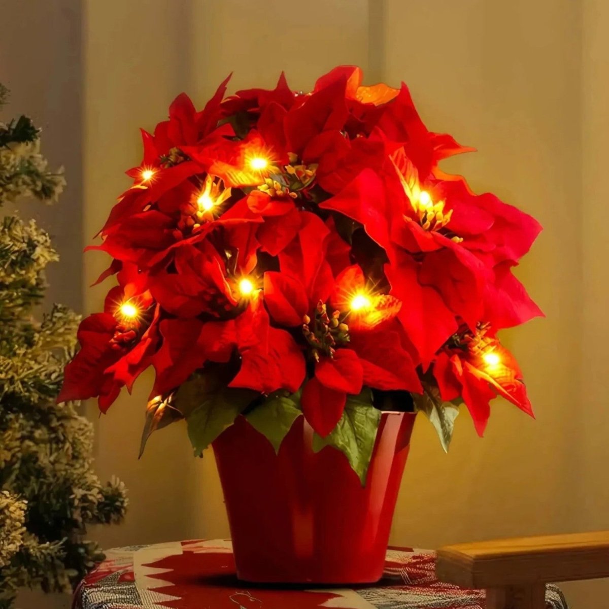 Decoração de Mesa Poinsétia Brilhante - Candeeiro de Mesa - Vessa