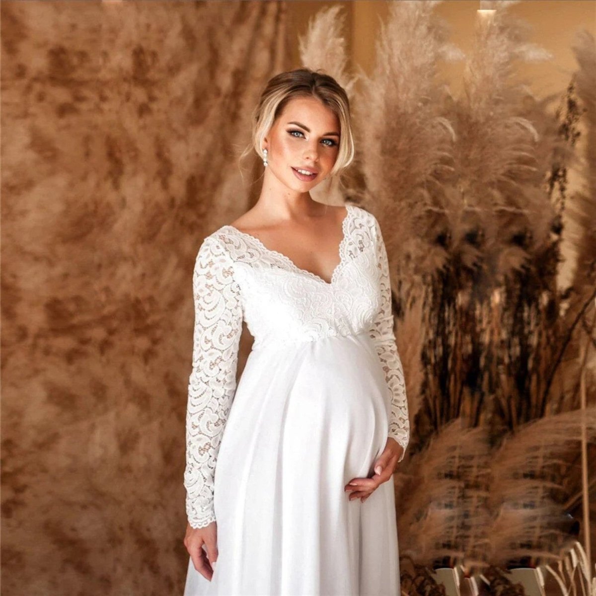 Vestido Maxi para Grávida em Renda - Vestido Maxi - Vessa