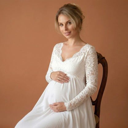 Vestido Maxi para Grávida em Renda - Vestido Maxi - Vessa