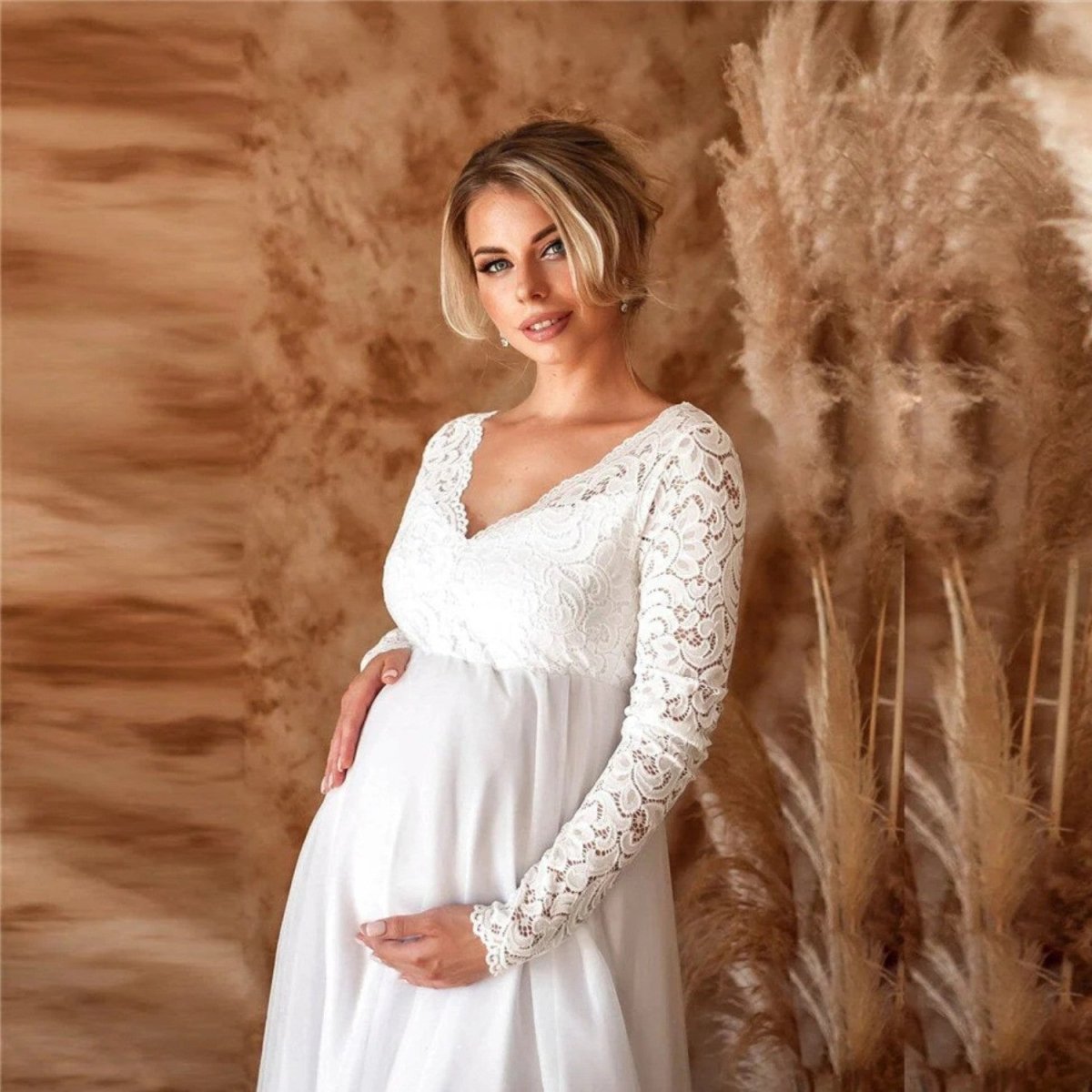 Vestido Maxi para Grávida em Renda - Vestido Maxi - Vessa