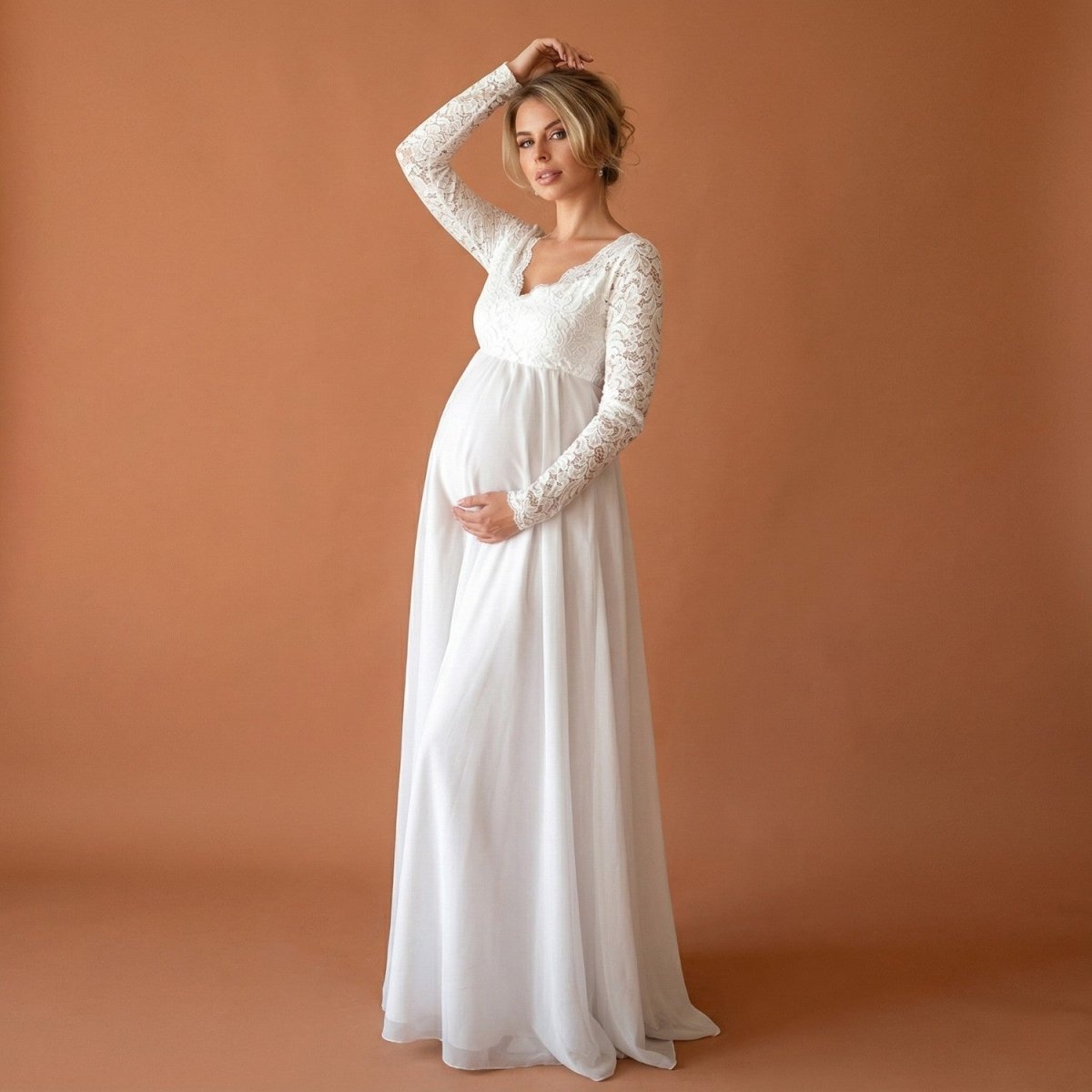 Vestido Maxi para Grávida em Renda - Vestido Maxi - Vessa