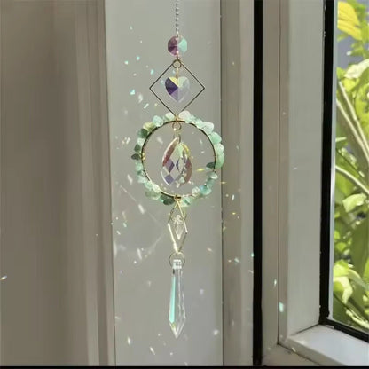 Sino de Vento em Círculo de Cristal LumiCatch com Pendente de Prisma Arco-Íris - Sino de Vento - Vessa