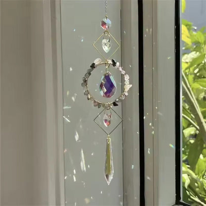 Sino de Vento em Círculo de Cristal LumiCatch com Pendente de Prisma Arco-Íris - Sino de Vento - Vessa