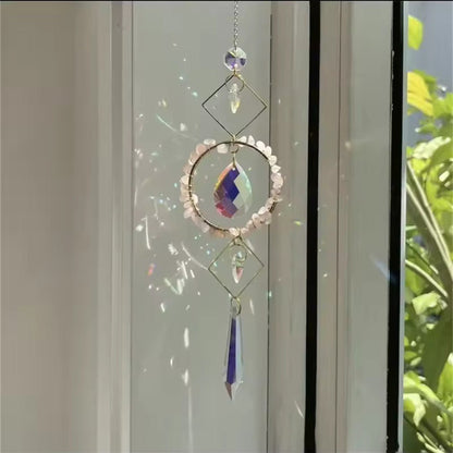 Sino de Vento em Círculo de Cristal LumiCatch com Pendente de Prisma Arco-Íris - Sino de Vento - Vessa