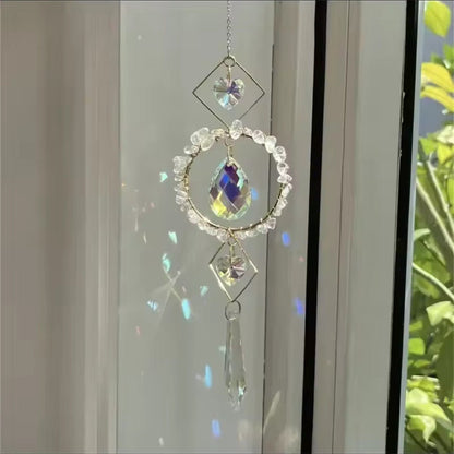 Sino de Vento em Círculo de Cristal LumiCatch com Pendente de Prisma Arco-Íris - Sino de Vento - Vessa