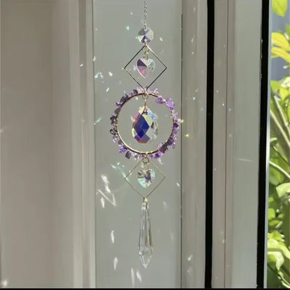 Sino de Vento em Círculo de Cristal LumiCatch com Pendente de Prisma Arco-Íris - Sino de Vento - Vessa