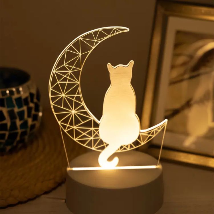Luz Noturna 3D Gato Lunar - Luz Noturna - Vessa