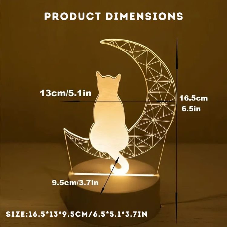 Luz Noturna 3D Gato Lunar - Luz Noturna - Vessa