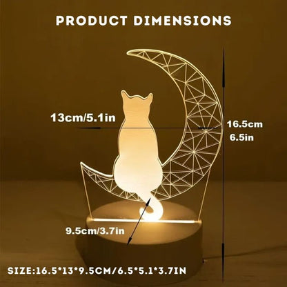 Luz Noturna 3D Gato Lunar - Luz Noturna - Vessa