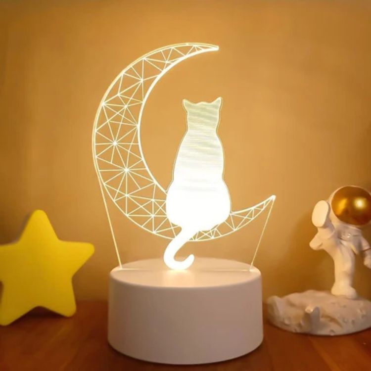 Luz Noturna 3D Gato Lunar - Luz Noturna - Vessa