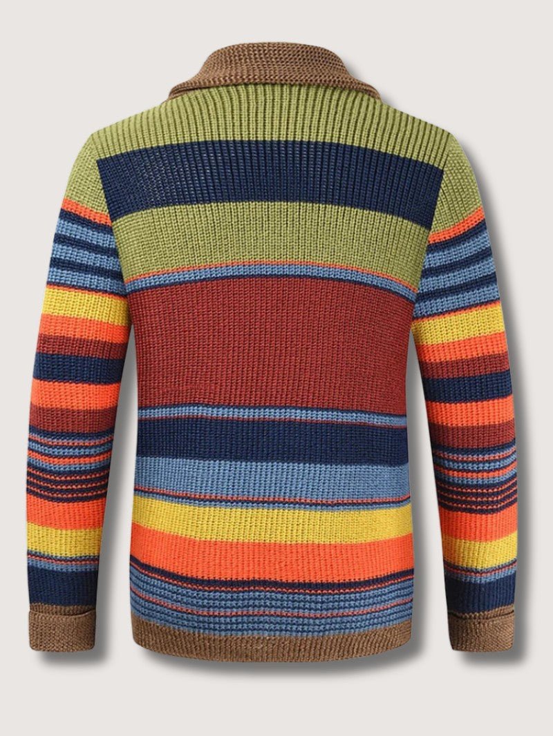 Casaco às Riscas Retro com Gola Xaile para Homem - Casaco de Malha - Vessa