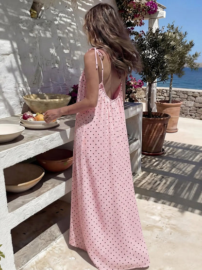 Vestido Feminino de Algodão com Costas Abertas Ajustáveis