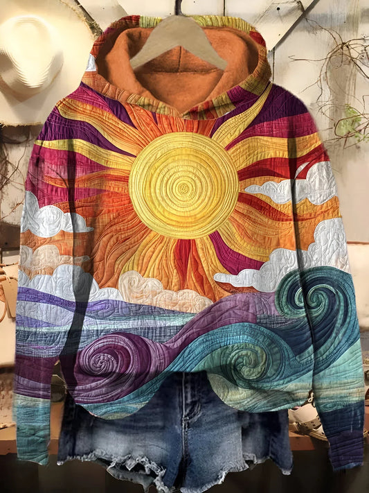 Sofie - Sweatshirt com Capuz Vintage com Raios de Sol