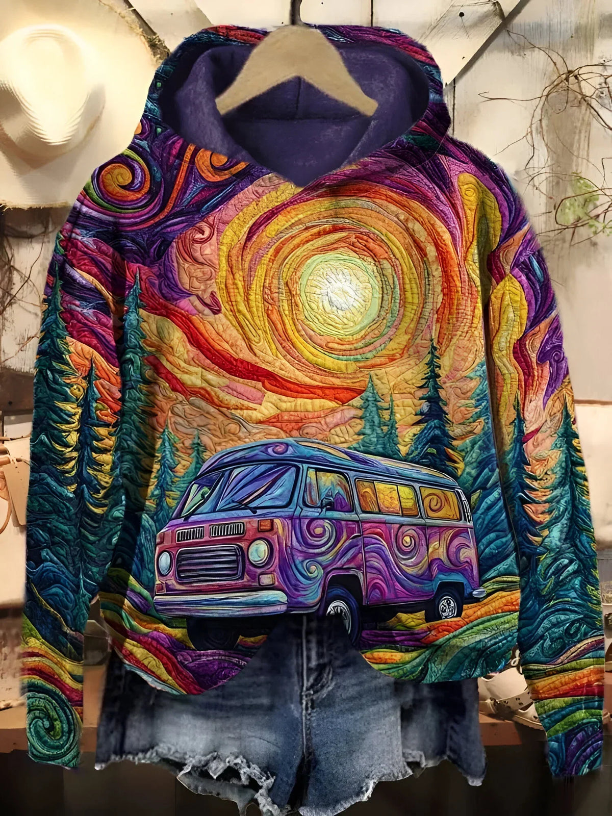 Mariska - Sweatshirt com Capuz de Viagem Retro