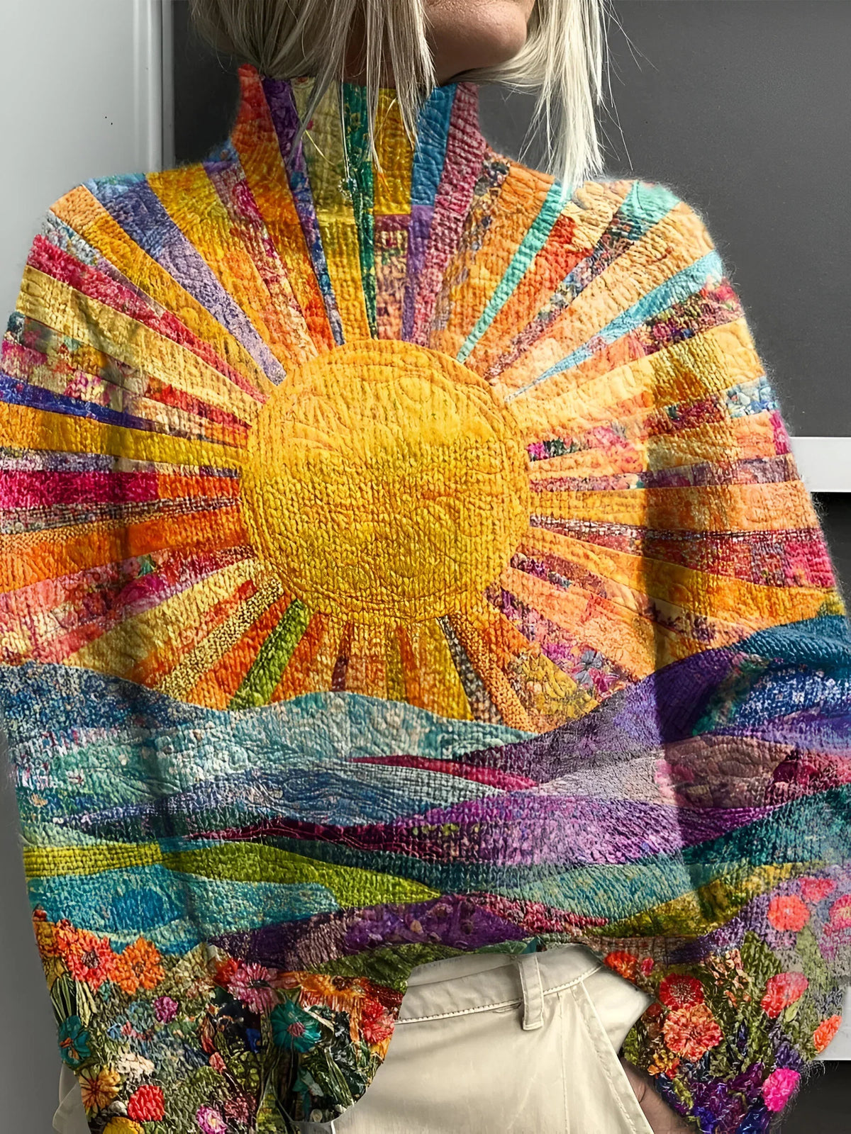 Simone - Camisola de Gola Alta Colorida e Alegre