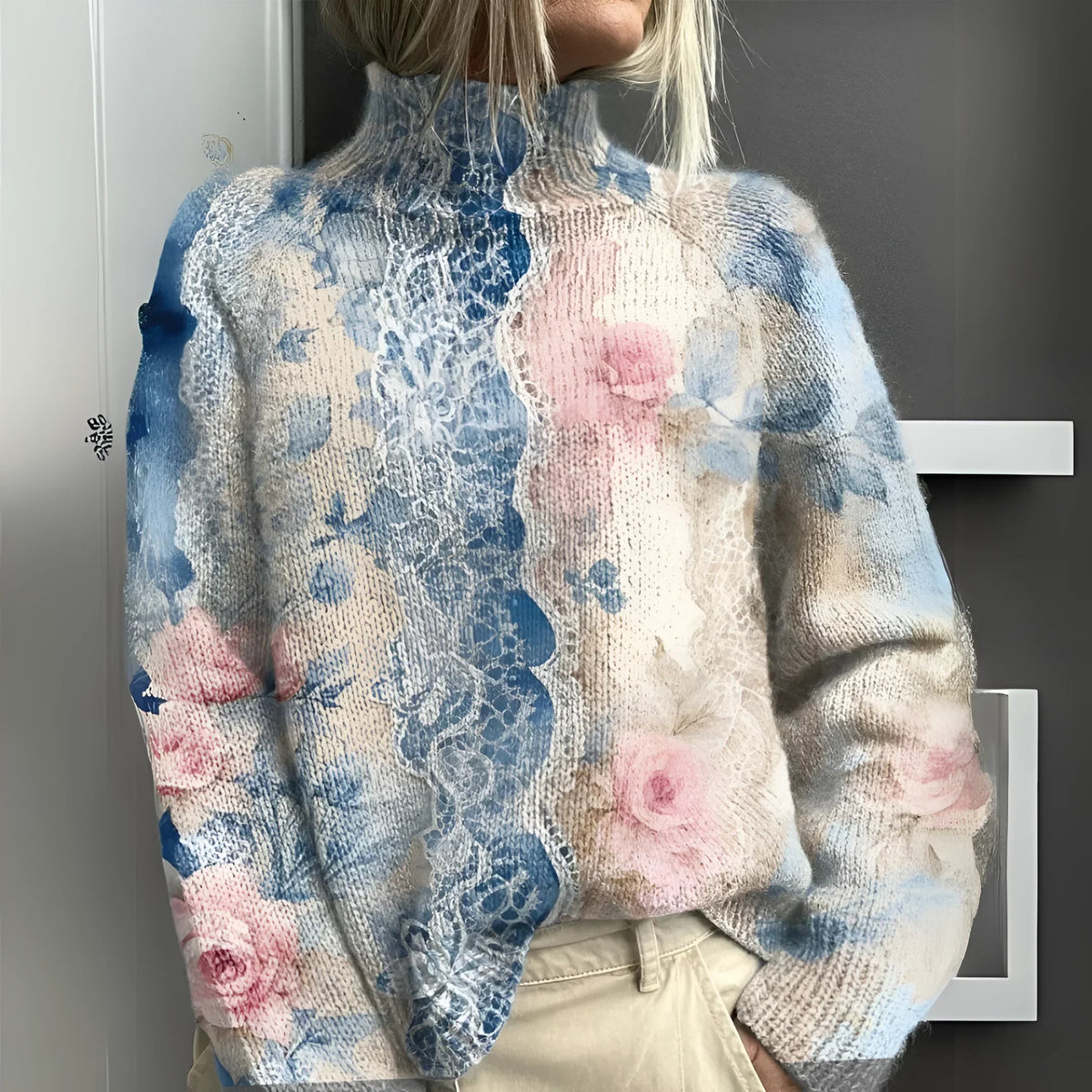 Lieke - Camisola de Malha Quente de Gola Alta