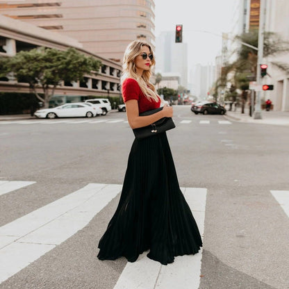 Saia Maxi Plissada de Cintura Alta - Saia - Vessa