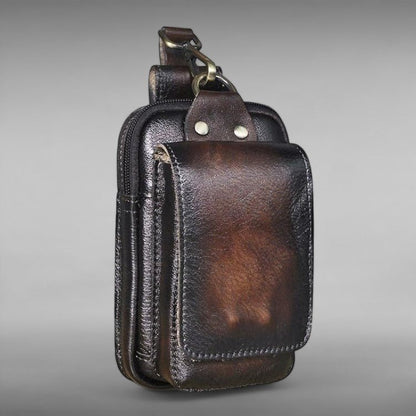 Mala de Cintura em Pele Premium para Homem - Mala de Cintura para Homem - Vessa