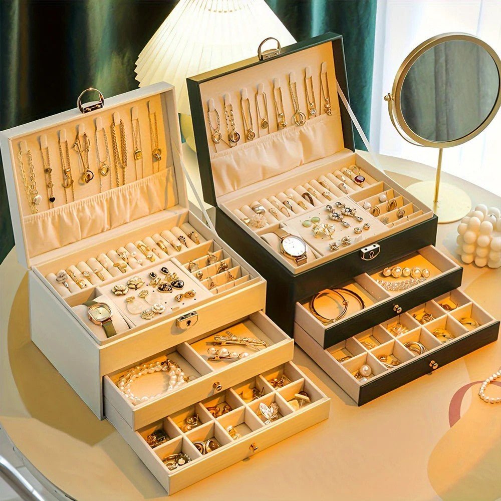 Organizador de Joias em Pele Premium - Caixa de Joias - Vessa