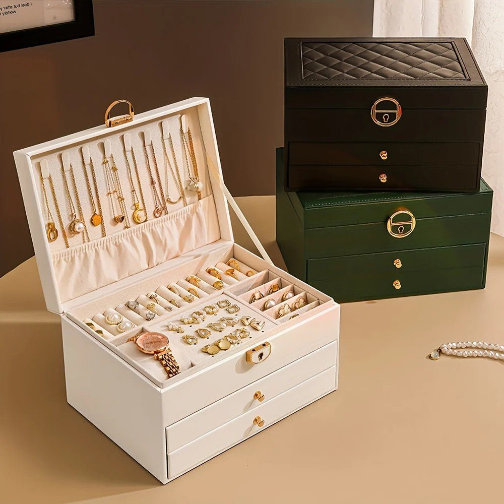 Organizador de Joias em Pele Premium - Caixa de Joias - Vessa