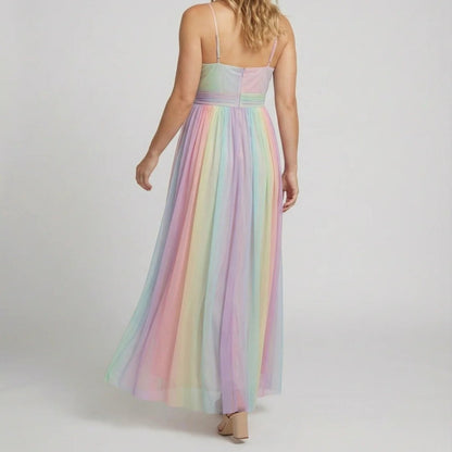 Vestido Maxi Plissado Arco-Íris - Vestido Maxi - Vessa