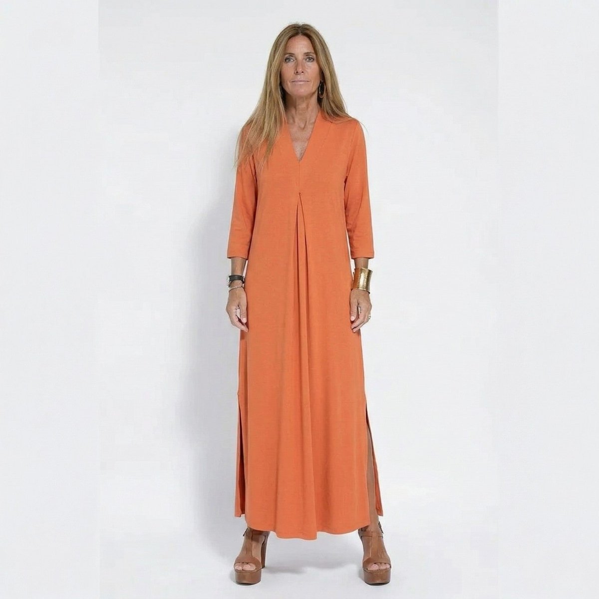 Vestido Maxi Descontraído de Decote em V - Vestido Maxi - Vessa
