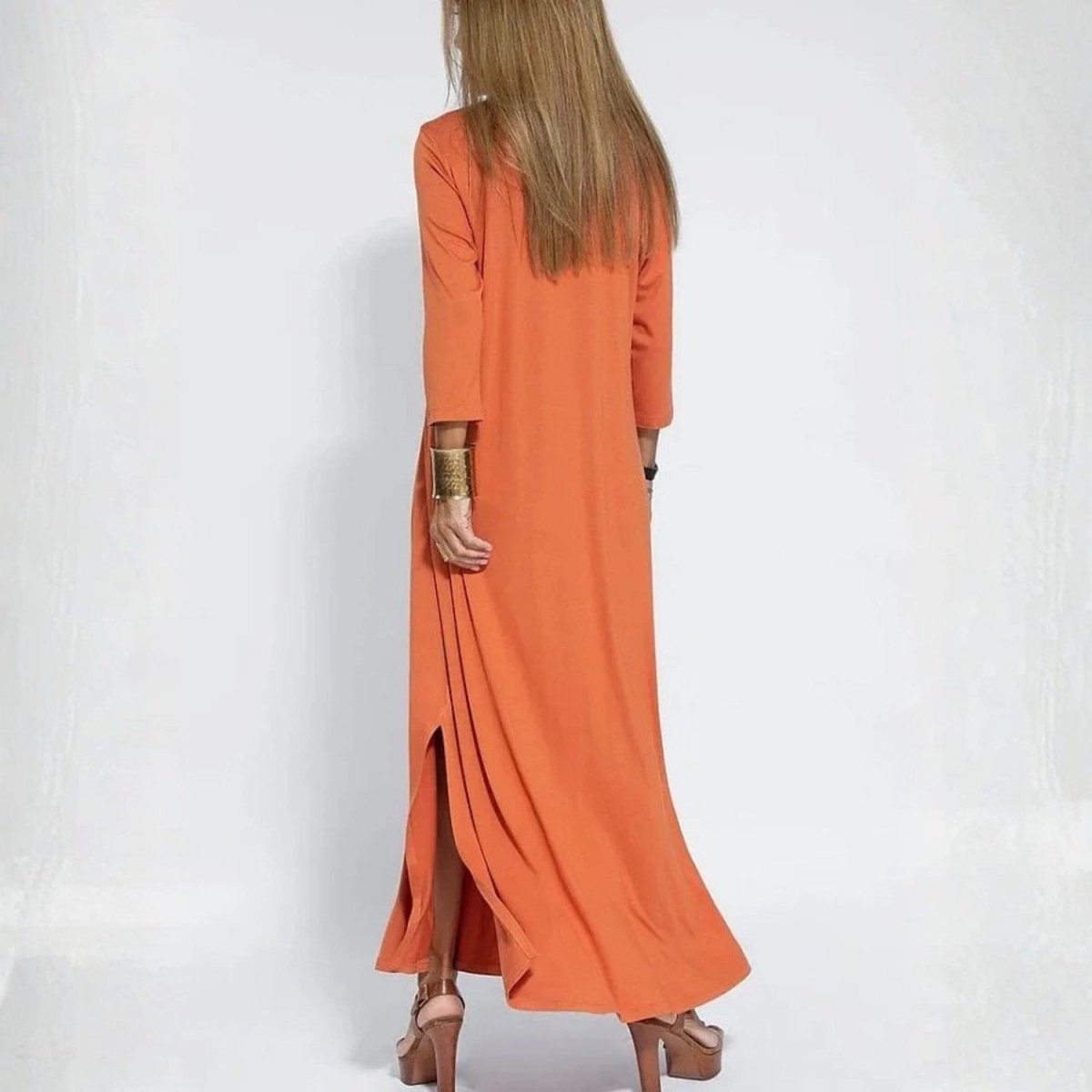 Vestido Maxi Descontraído de Decote em V - Vestido Maxi - Vessa