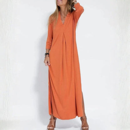 Vestido Maxi Descontraído de Decote em V - Vestido Maxi - Vessa